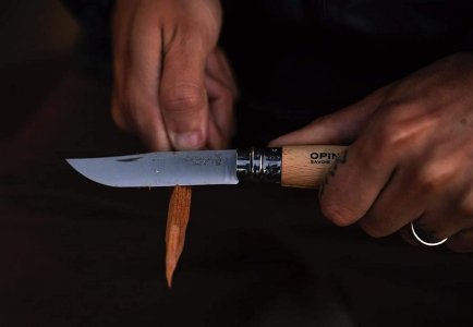 OPINEL Couteau N°12, Lame Inox Manche Hêtre